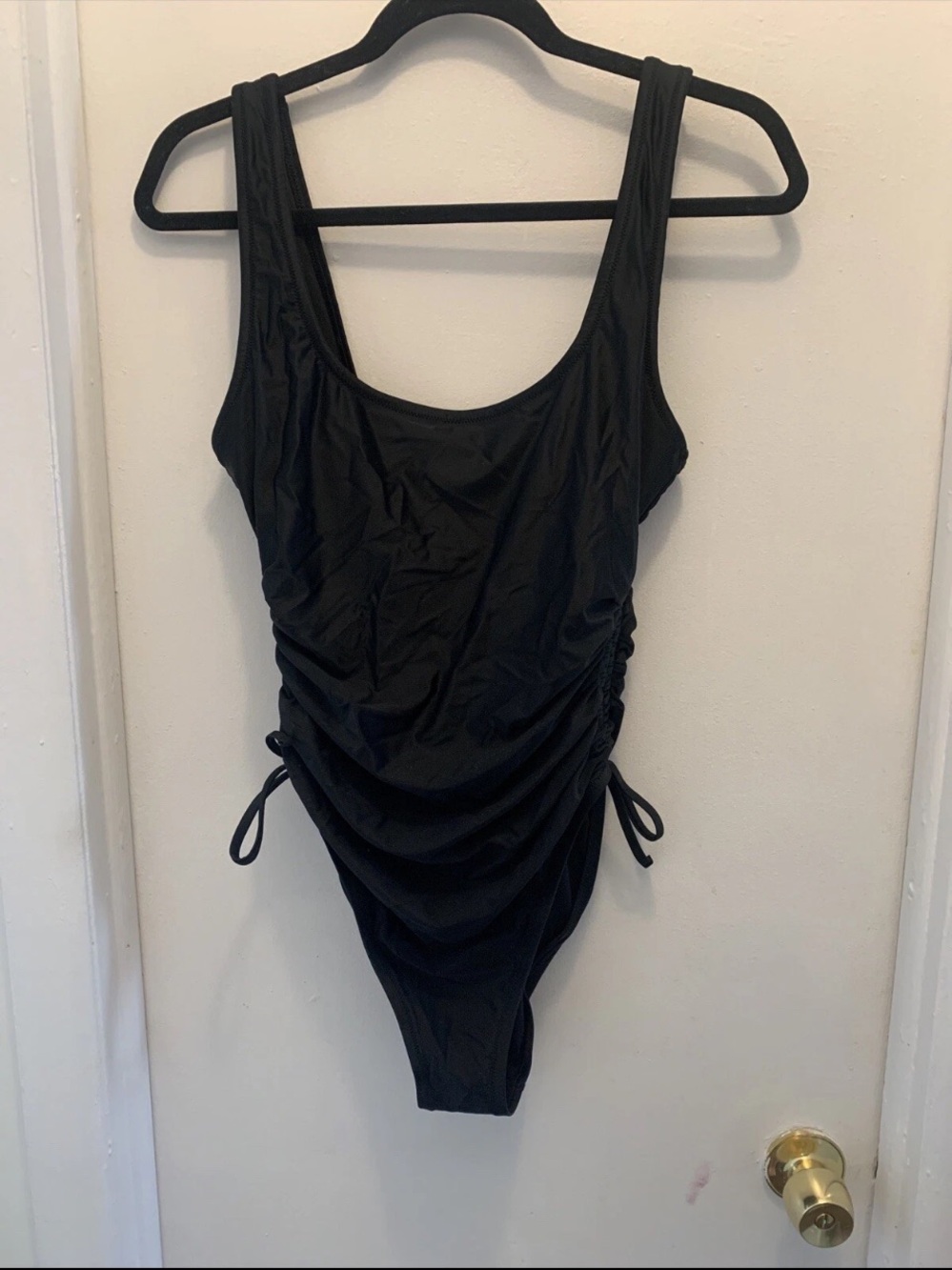 J. Crew Black One-Piece Swimsuit with Side Ruched Ties
